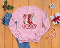 Howdy Valentine Faux Embroidery Boots Sweatshirt