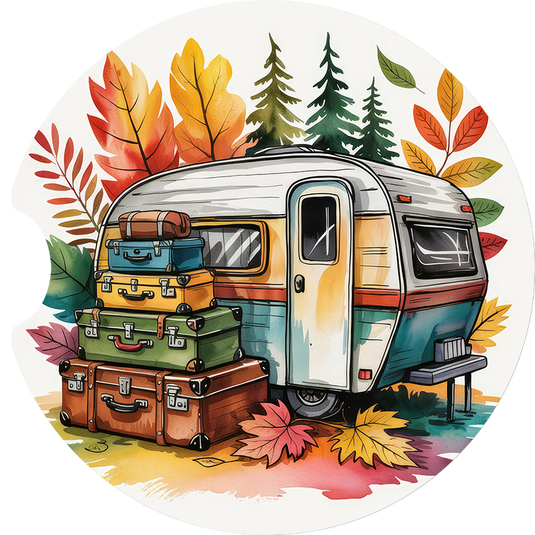 Vintage Camping Car Coaster - Set of 2