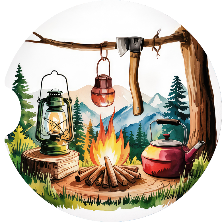 Vintage Camping Car Coaster - Set of 2