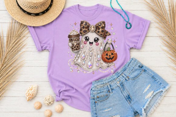 Rhinestone Glam Halloween Ghost T-Shirt