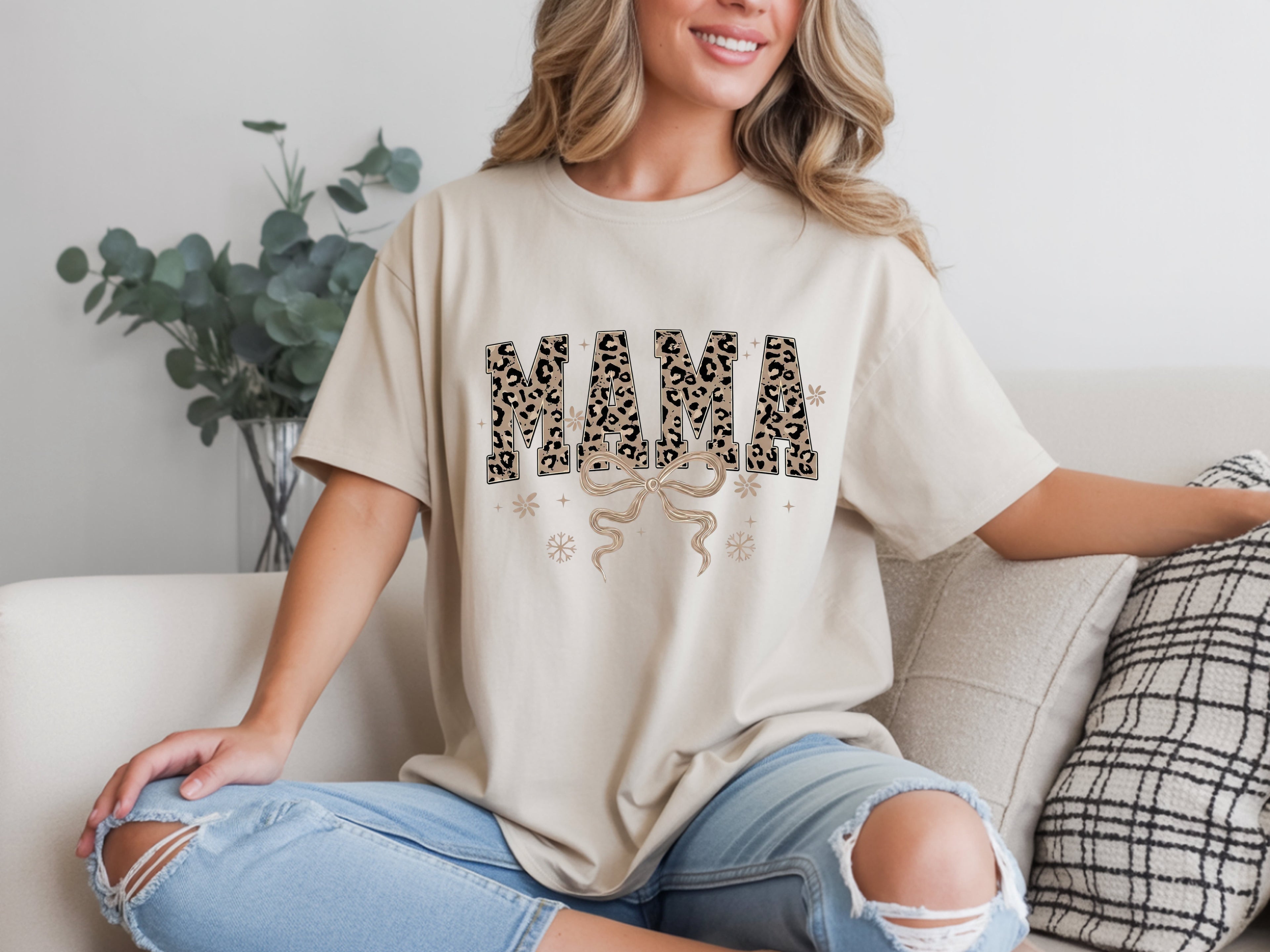 Wild & Chic: Leopard Print "MAMA" with Bow T-Shirt