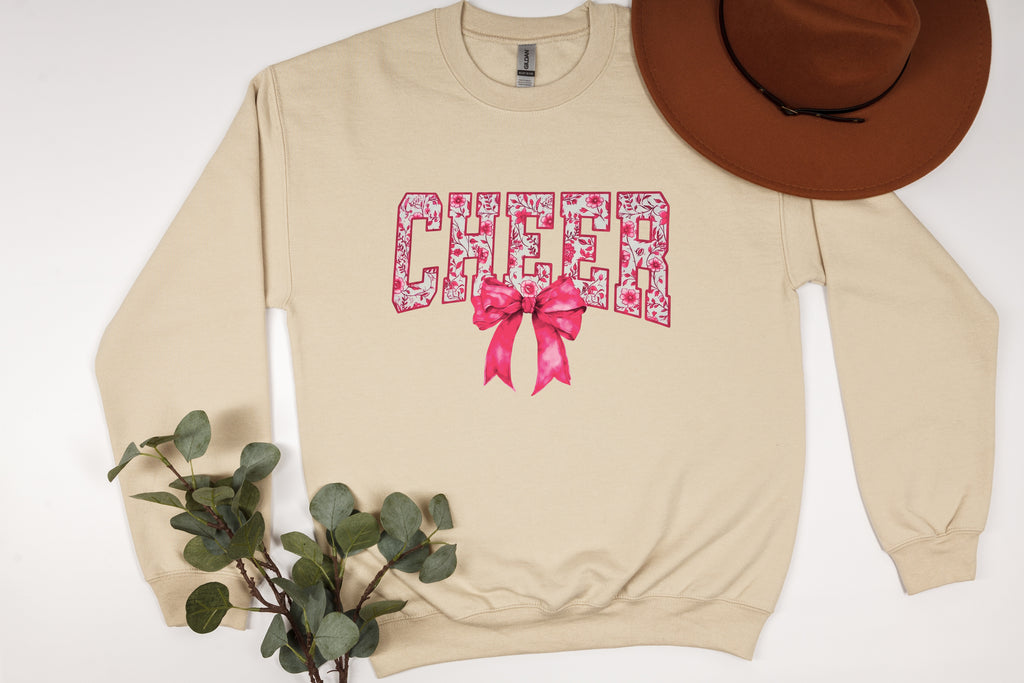 Spirit Meets Style: Floral & Bow "CHEER" Sweatshirt