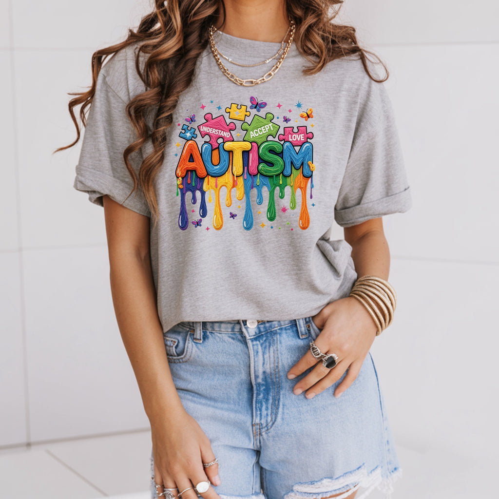 Autism Awareness Faux Yarn Puzzle T-Shirt - Premium Graphic Tee