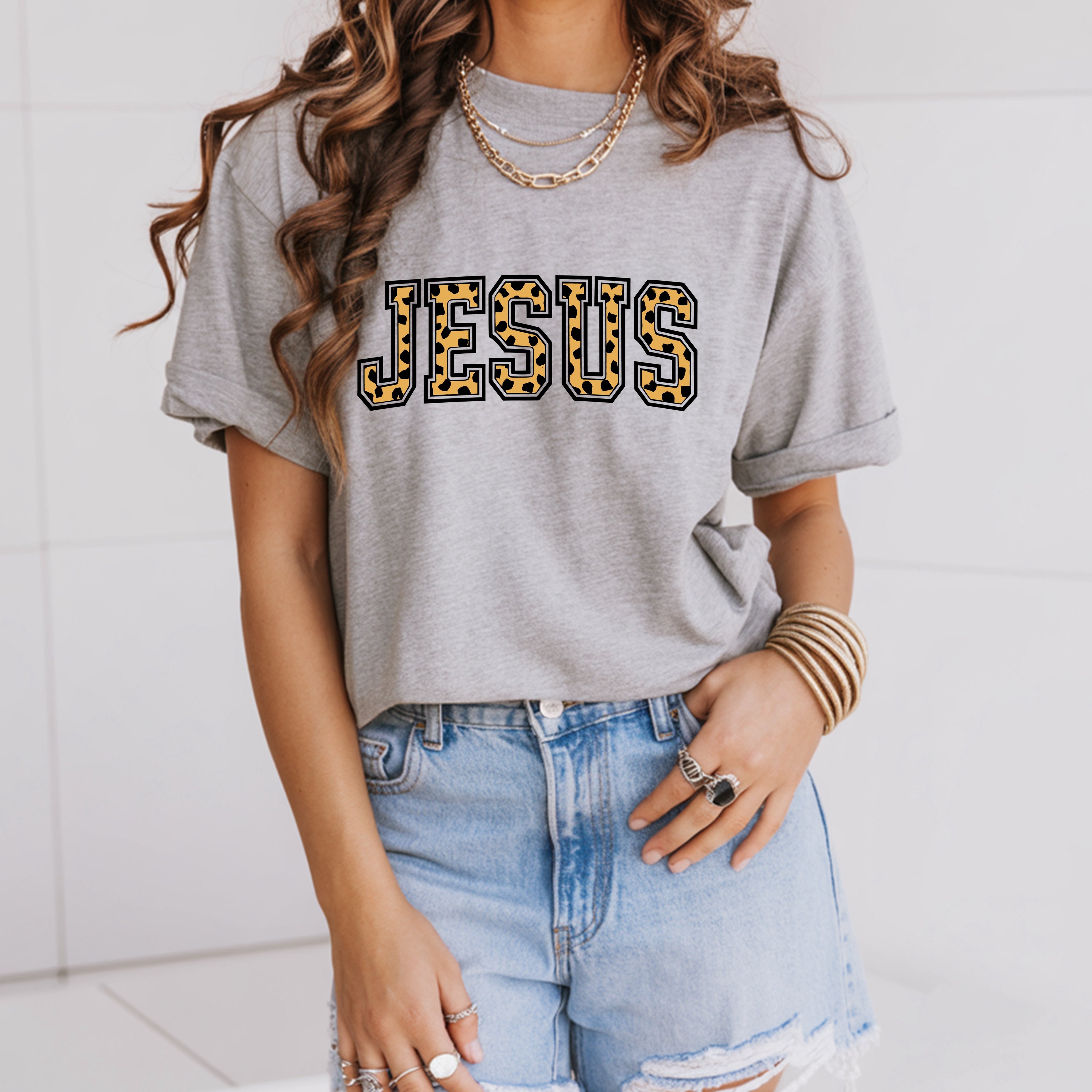 Jesus Animal Print T-Shirt - Faith-Inspired Graphic Tee