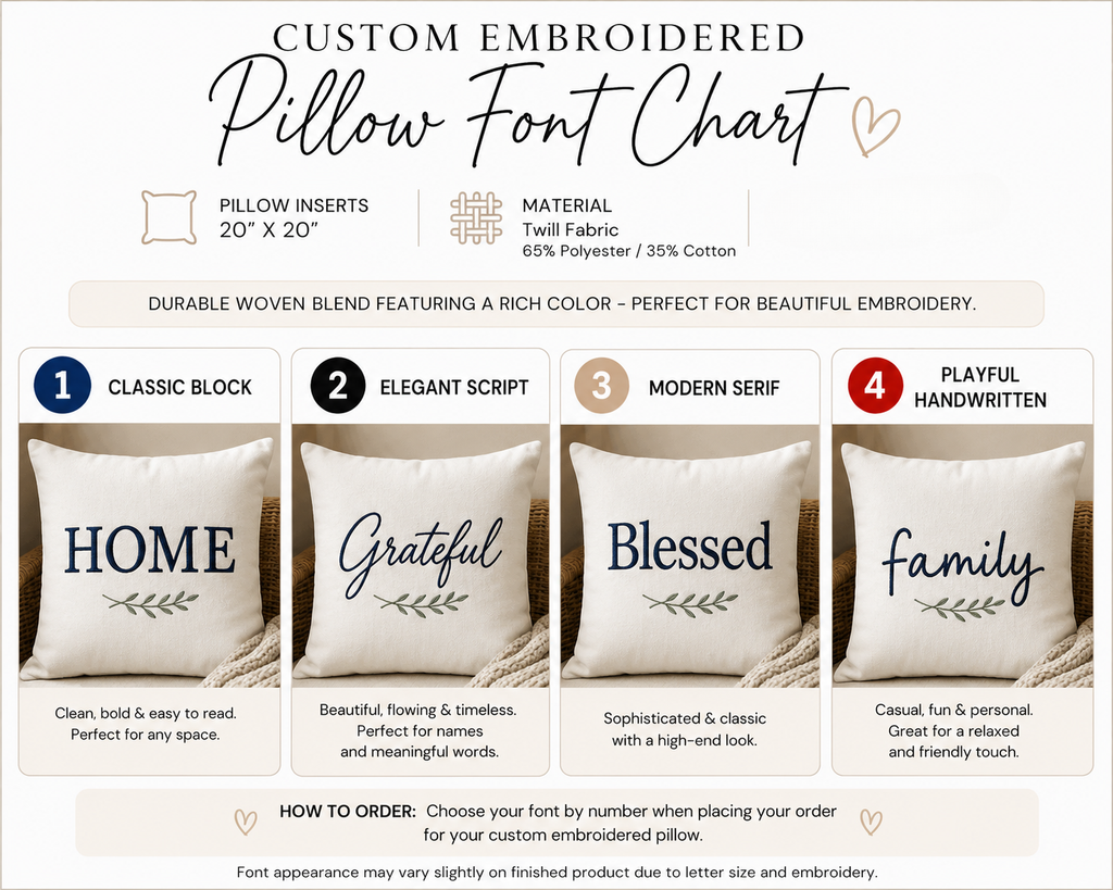 Personalized Custom  Embroidered Pillow