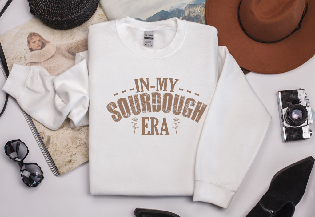 In My Sourdough Era" Rustic Baking Quote Sweatshirt