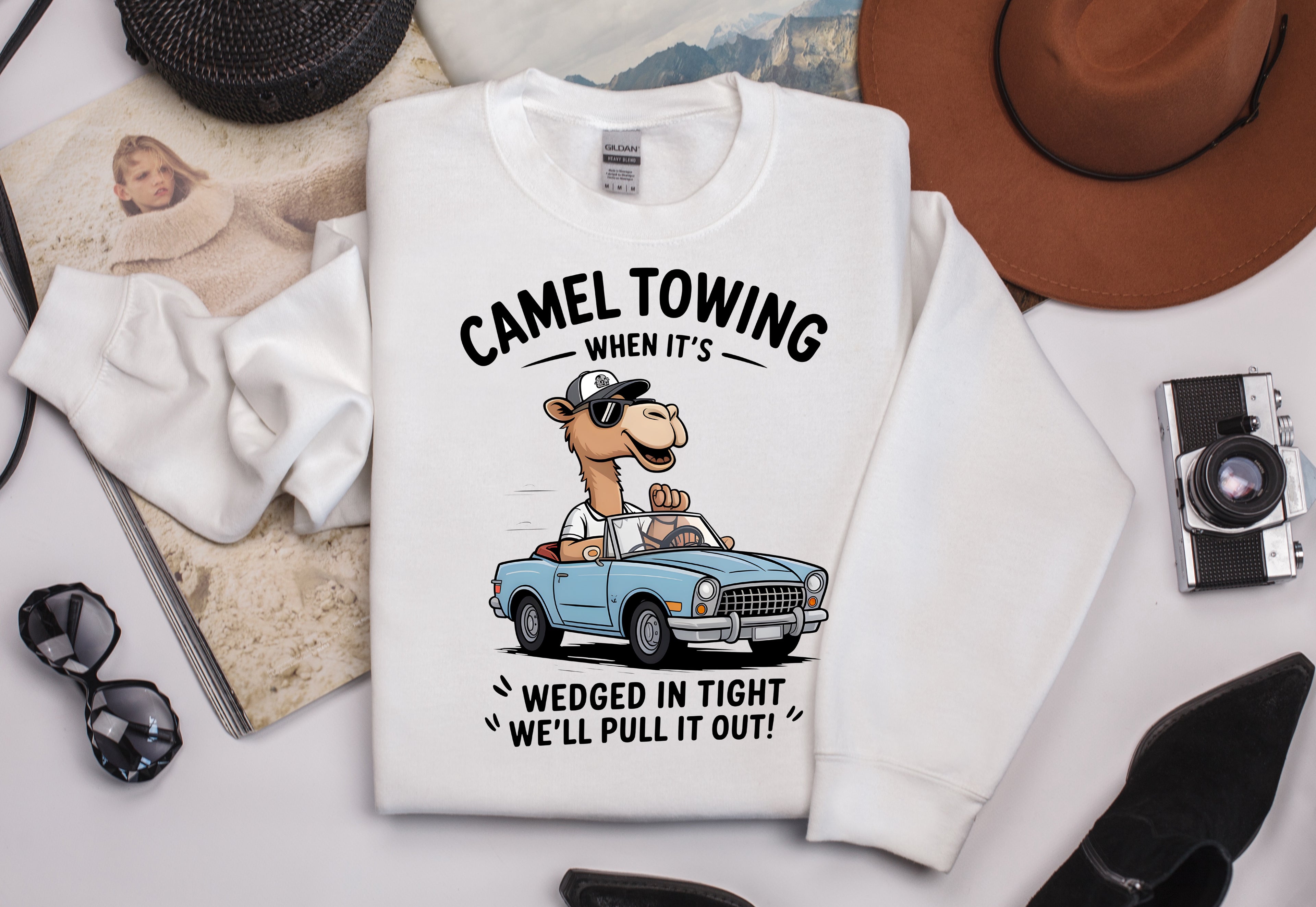 Camel Towing 'Wedged In Tight' We'll Pull It Out Sweatshirt - Funny Towing