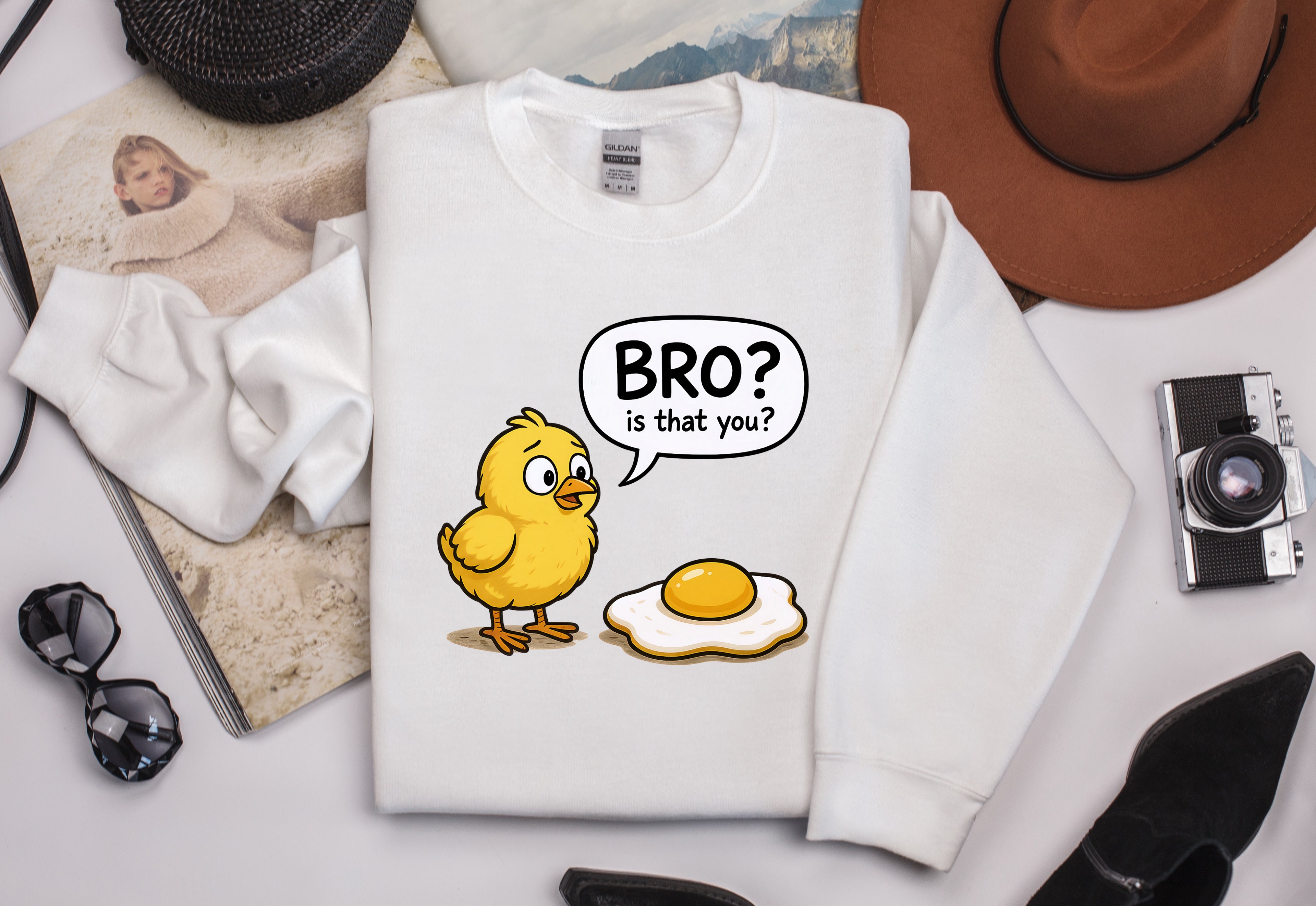 Bro? Is that You Sweatshirt - Chicken Talking to Fried Egg Funny Graphic
