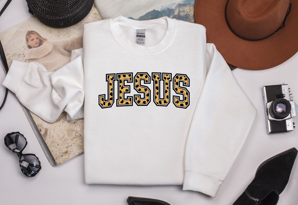 Jesus Animal Print Sweatshirt - Faith-Based Graphic Apparel