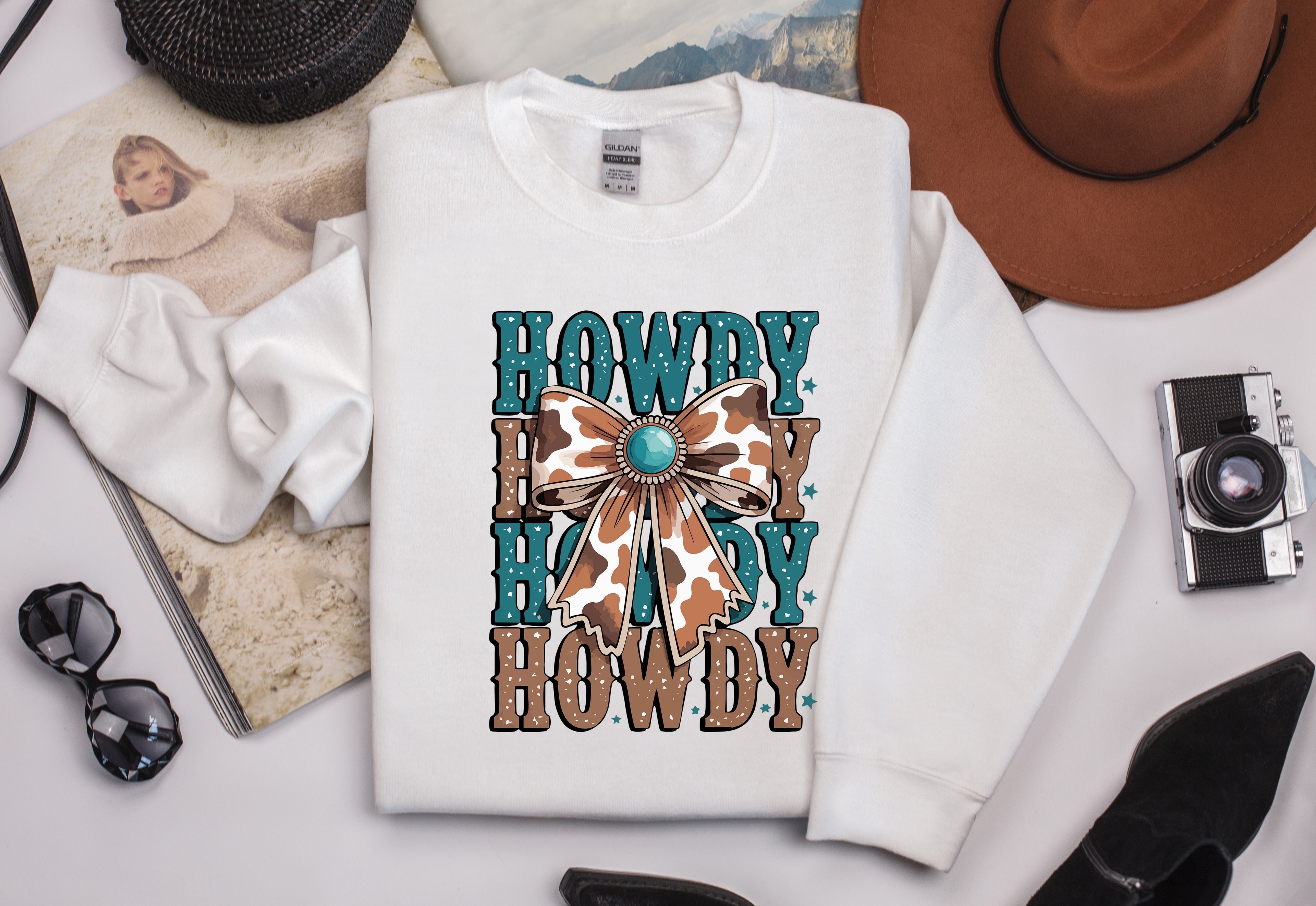 Howdy, Howdy with Animal Print Bow Sweatshirt - Western Style Apparel