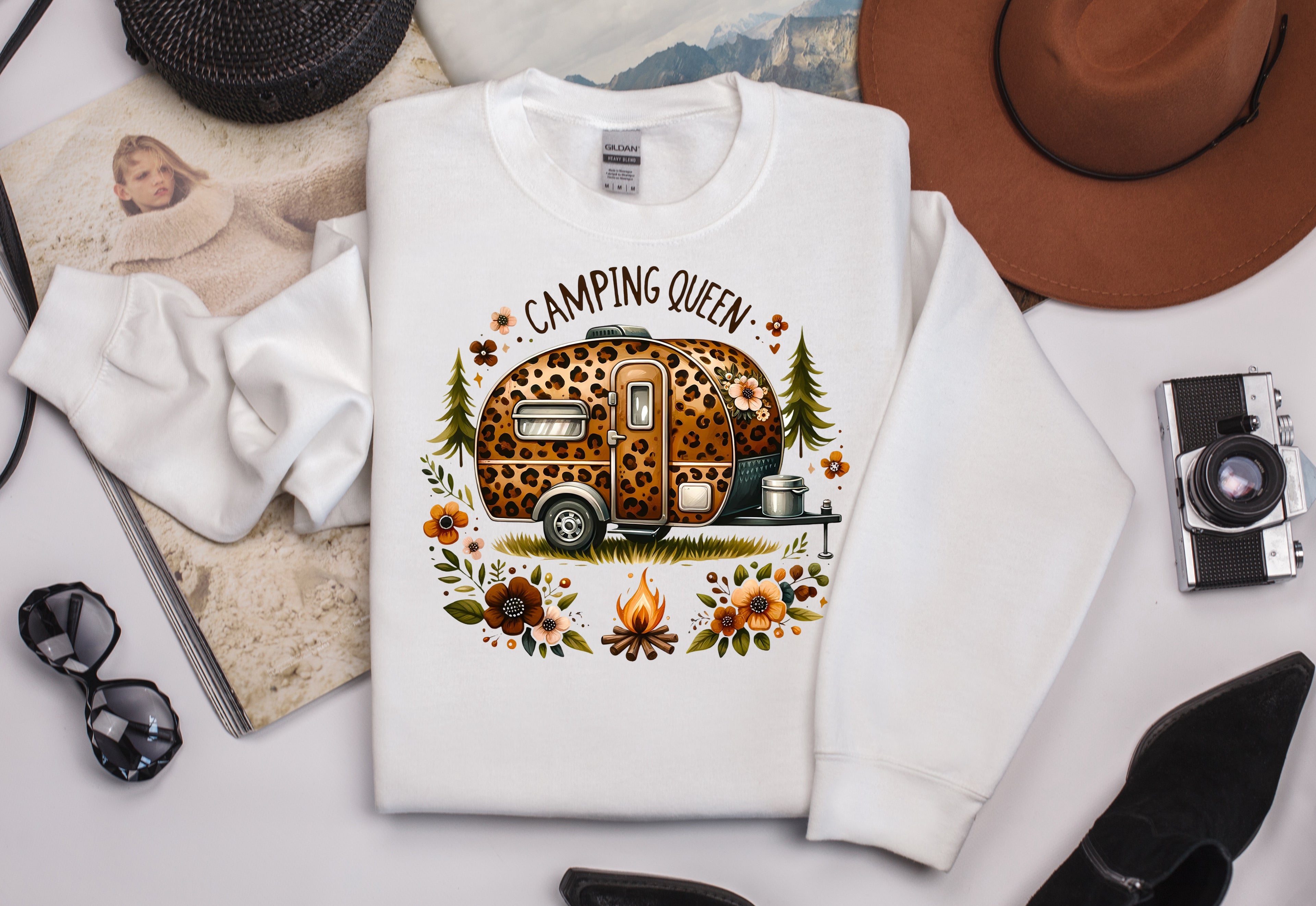 Camping Queen Sweatshirt - Outdoor Adventure Graphic Crewneck