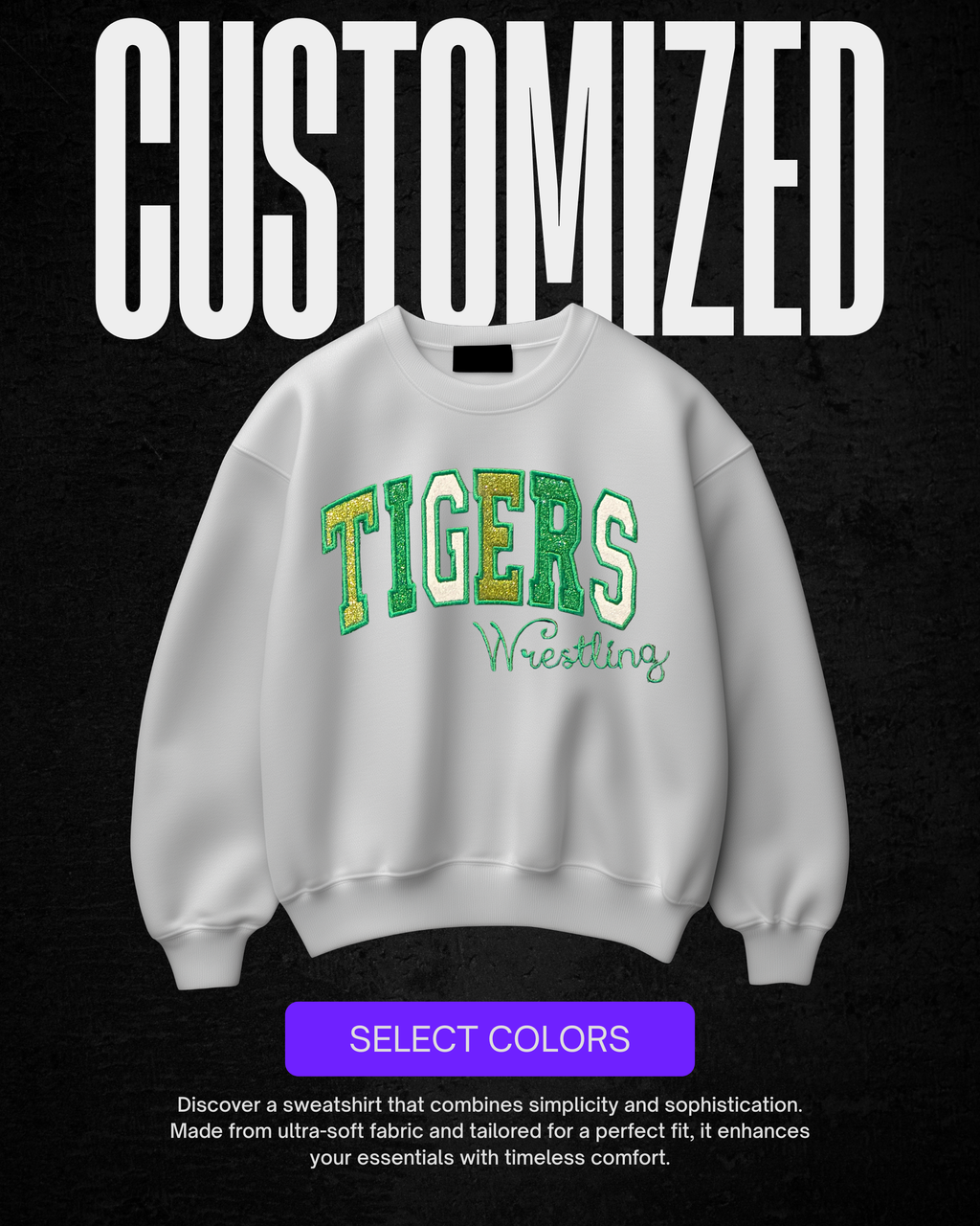 Embroidered TIGERS Wrestling Sweatshirt - Adult