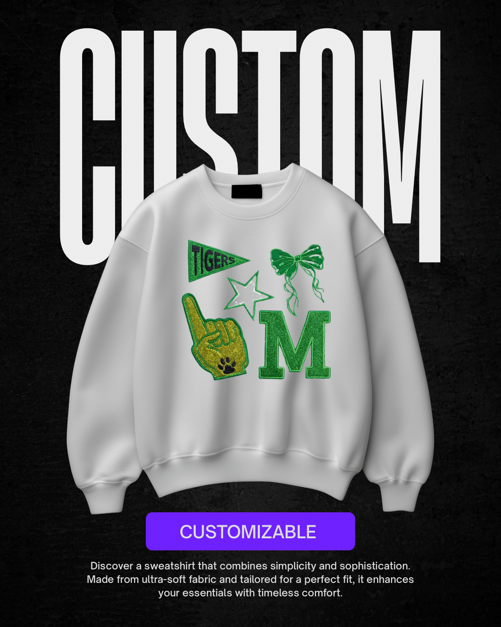 Custom TIGERS INITIAL Sweatshirt - Adult