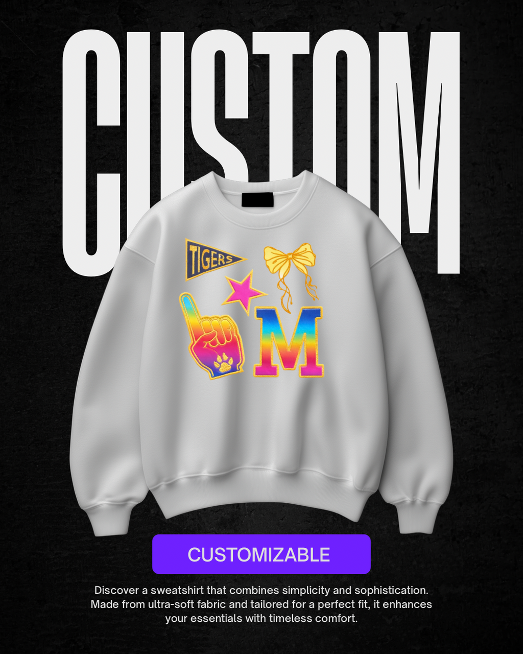 Custom TIGERS INITIAL Sweatshirt - Adult