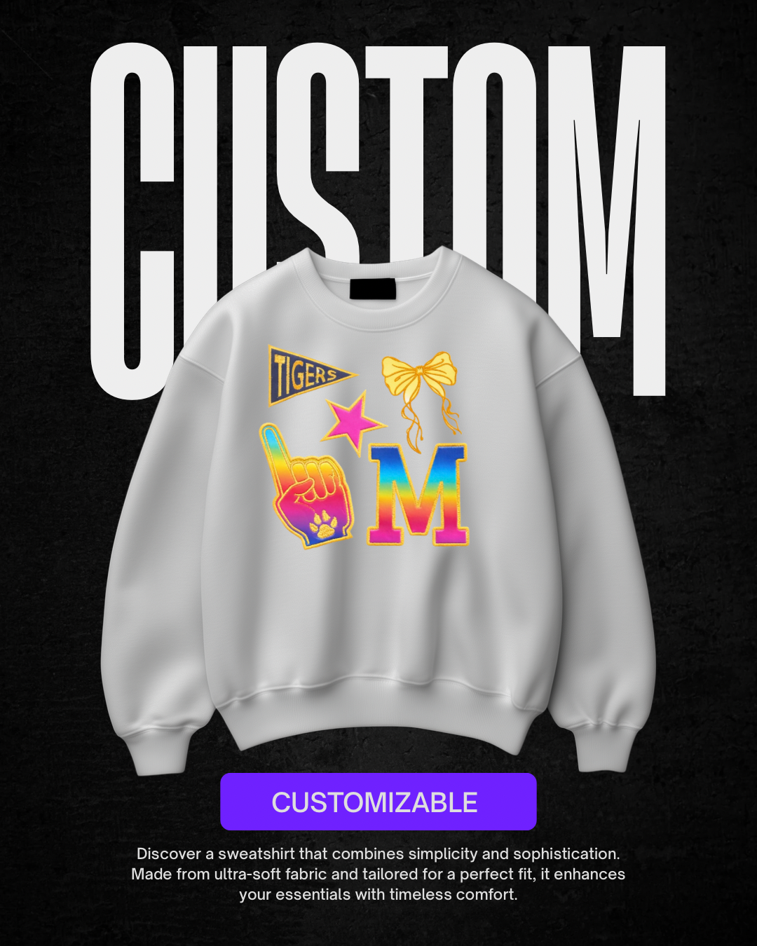 Custom TIGERS INITIAL Sweatshirt - Adult