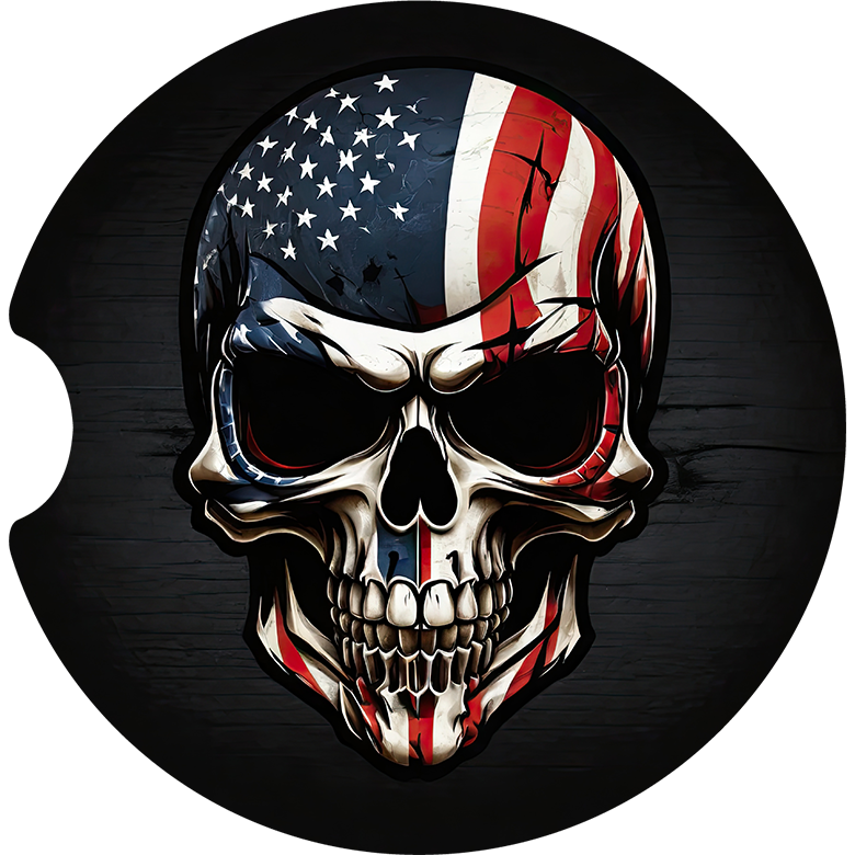 Patriotic Skull Car Coaster - Set of 2