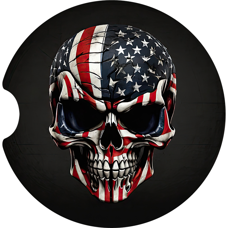 Patriotic Skull Car Coaster - Set of 2