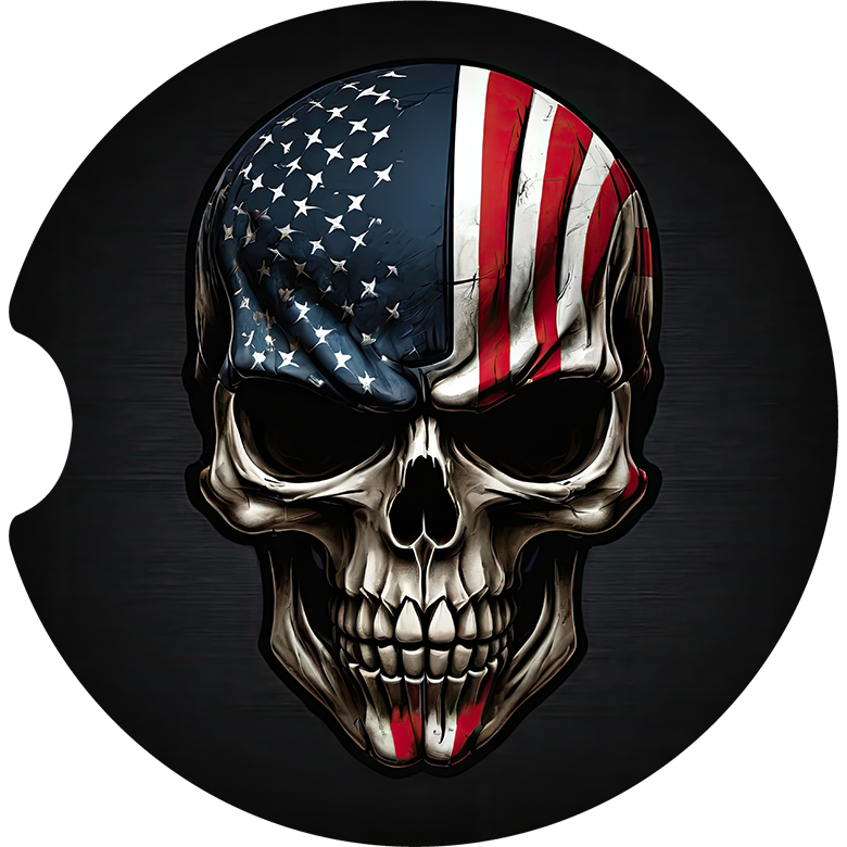 Patriotic Skull Car Coaster - Set of 2