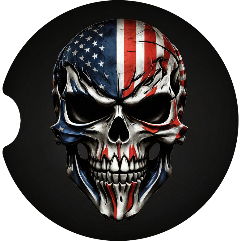 Patriotic Skull Car Coaster - Set of 2