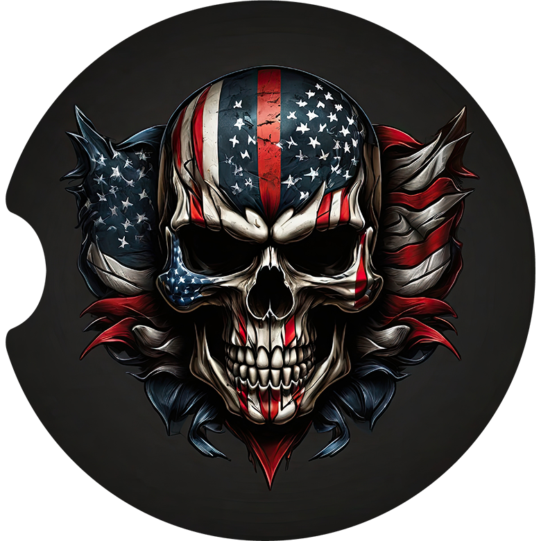 Patriotic Skull Car Coaster - Set of 2