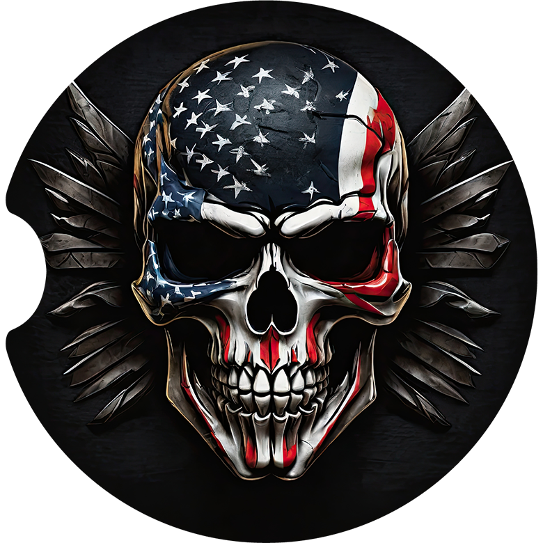 Patriotic Skull Car Coaster - Set of 2