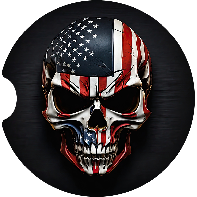 Patriotic Skull Car Coaster - Set of 2