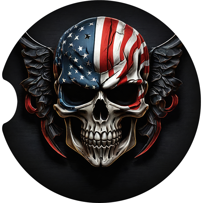 Patriotic Skull Car Coaster - Set of 2